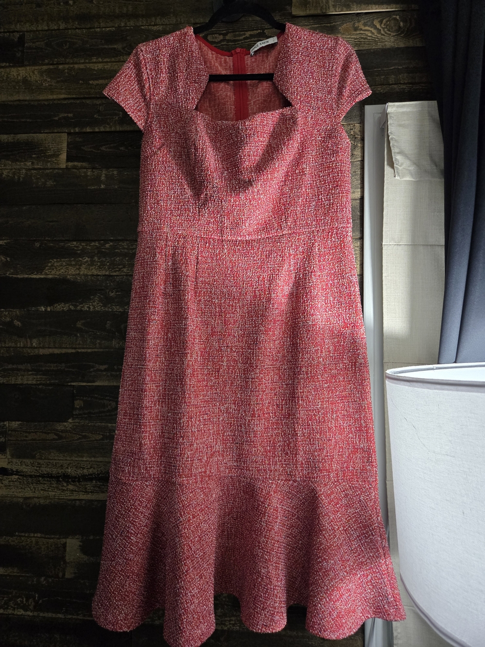 Grace Karin Coral Pink Textured Midi Dress